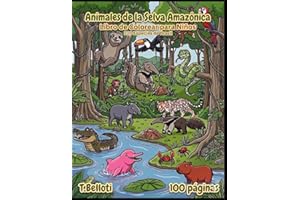 Libro de Colorear de Animales de la Selva Amazónica para Niños: 100 Criaturas de Brasil con Nombres en portugués y español