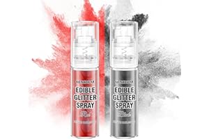 PANDALAB Edible Glitter Spray - Black & Red Gold Food Grade Luster Dust for Drinks, Dessert Decorating Shimmering Glitter for Beverages, Cake, Cocktail, Chocolate, Candy, Icing (0.35oz/10g Bottle)