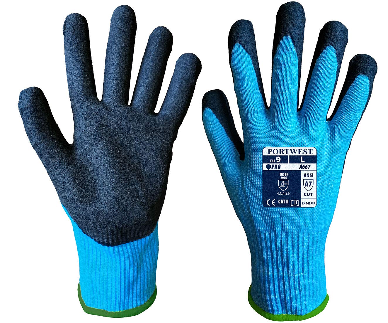 Portwest Claymore AHR Cut Glove, Size: XXL, Colour: Blue/Black, A667B8RXXL, Blue / Black