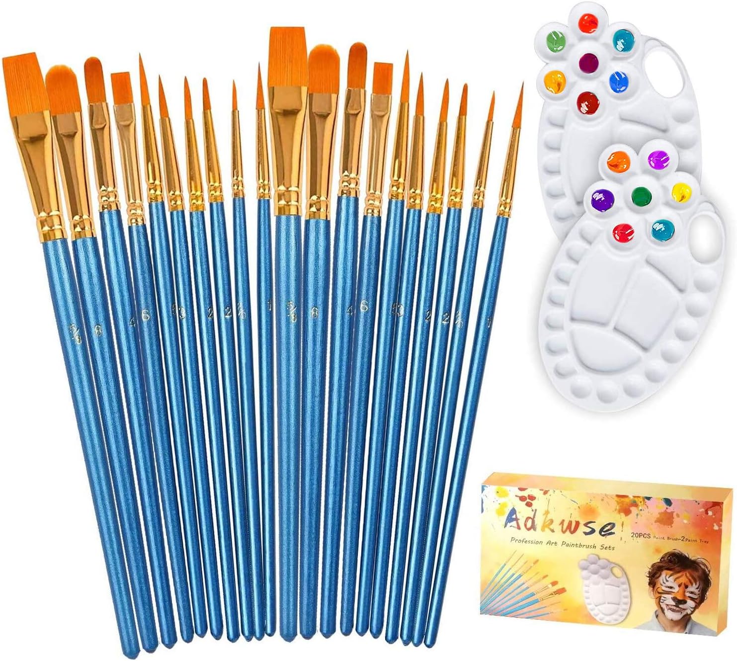 Adkwse Paint Brush Set, 22 Pcs Artist Paintbrushes for Acrylic Oil Watercolor Canvas Gouache Body Face Nail Easter, Halloween Pumpkin Rock Painting Kit, Rock Painting Arts Crafts Supplies