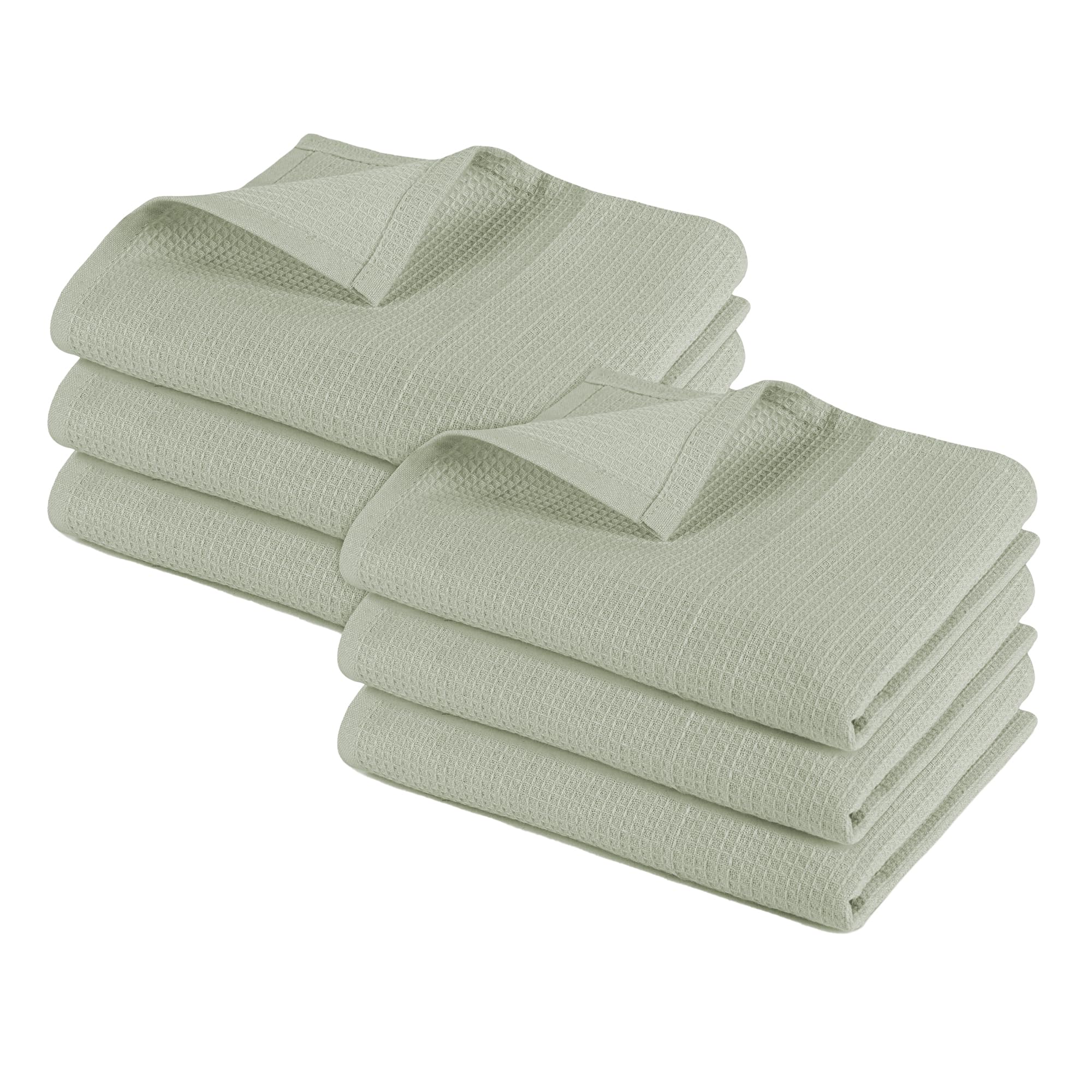 Pagnanno. – Hotel Quality Kitchen Tea Towels & Waffle Weave – Professional Grade Cotton 45 x 70 cm | Super Absorbent and Fast Drying dish, Kitchen and Bar Towels (Pack of 6 (45x70cm), Sage Green)