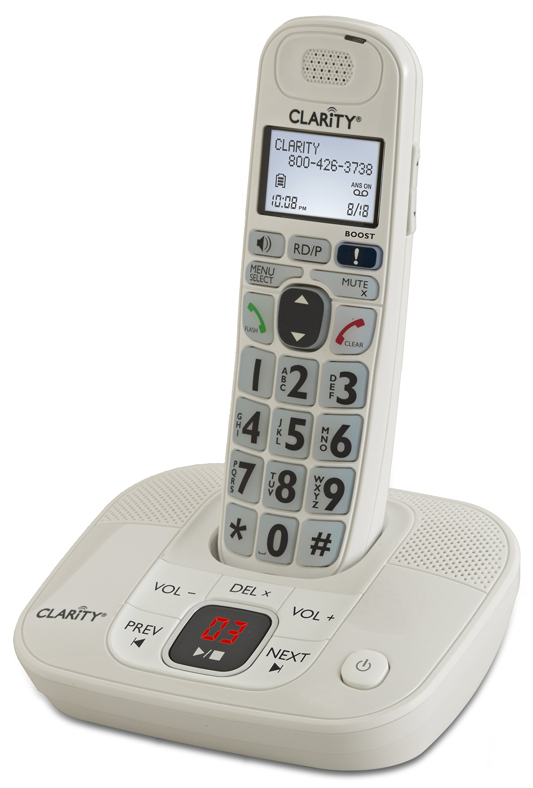 Clarity 53714 DECT 6.0 Amplified Cordless Phone with Digital Answering System, White, One Size