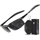 ATTCL Polarized Sunglasses Men Sports: UV Protection Anti Glare Wrap Around Lightweight Metal Driving Fishing Golf Running
