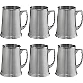 DISCOUNT PROMOS Stainless Steel Beer Stein Mug 13.5 oz. Set of 6, Bulk Pack - Great for Restaurant, Brewery, Pub - Silver