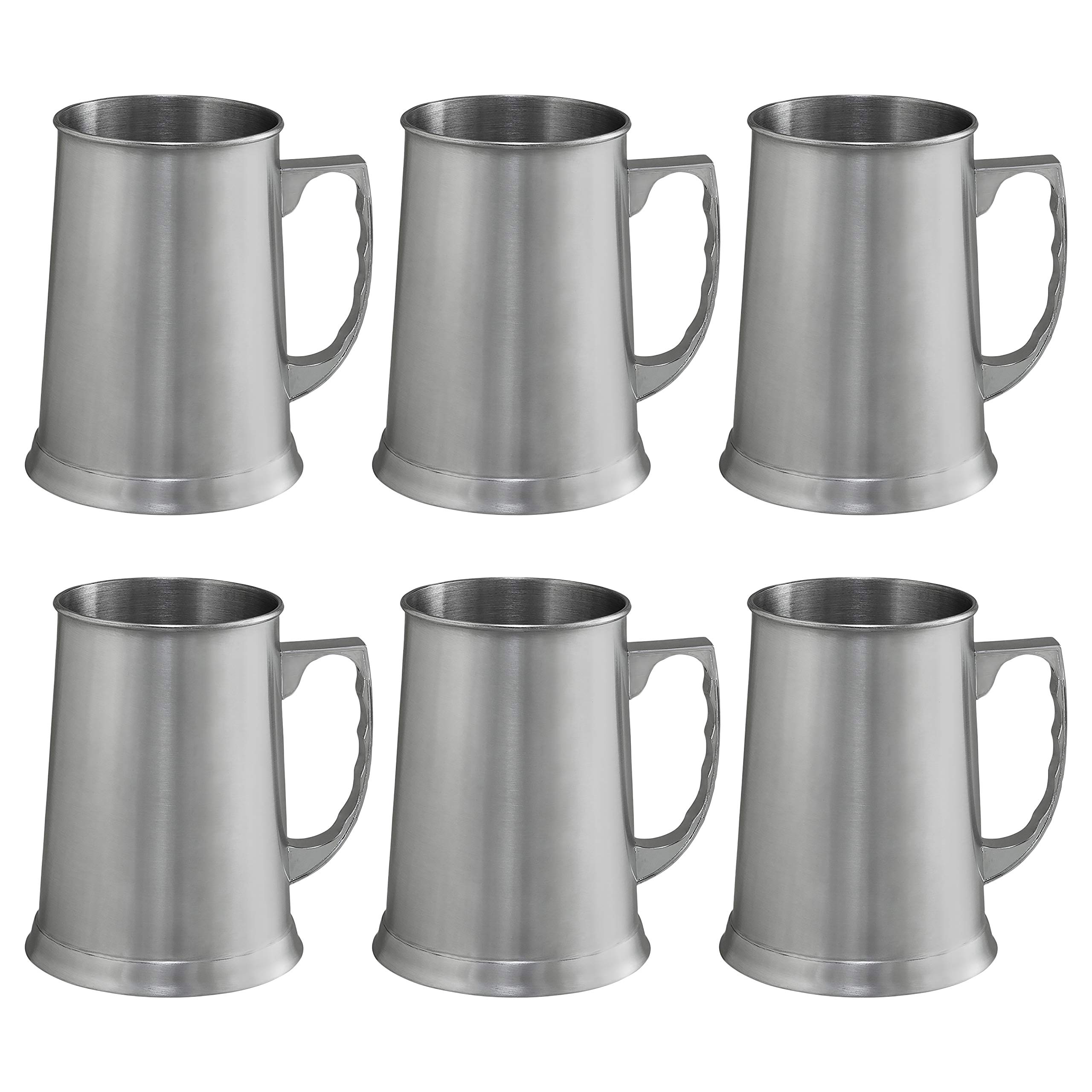 Photo 1 of DISCOUNT PROMOS Stainless Steel Beer Stein Mug 13.5 oz. Set of 6, Bulk Pack - Great for Restaurant, Brewery, Pub - Silver