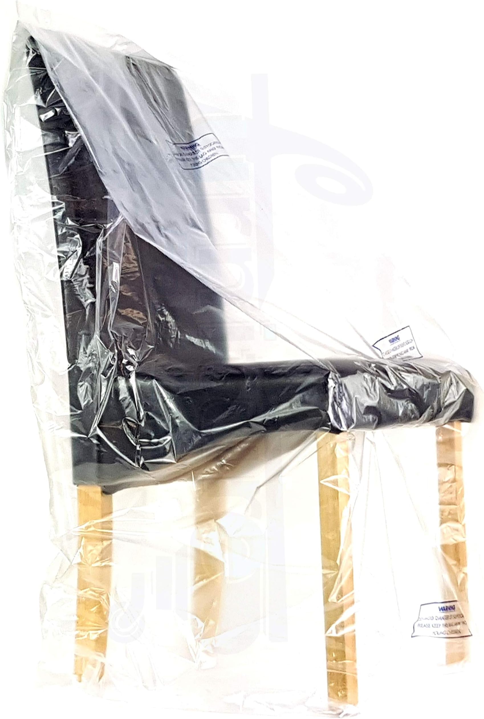 Large Strong Heavy Duty Plastic Polythene Dining Office Chair Footstool Storage Sofa Furniture Settee Dust Sheet Bag Cover Small to Large Moving Removal Multi Size Packs Available