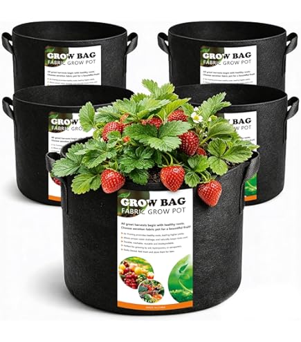 thumbnail image 2 of Seedfactor 5-Pack Heavy Duty Nonwoven Fabric Grow Bags - Black Plant Pots With Handles, 3-25 Gallon 2 of 4