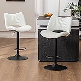 Rowill Bar Stools Set of 2 Modern Counter Height Barstools Swivel Adjustable White Faux Leather Bar Chairs for Kitchen Island