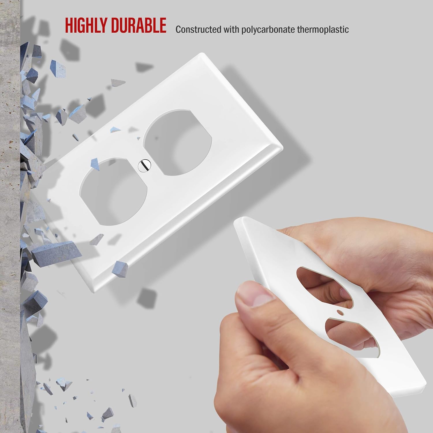 Enerlites Duplex Wall Plates Kit, model 8821-W Home Electrical Outlet Cover, 1-Gang Standard Size, Unbreakable Polycarbonate Material, White - 10 pack: Home Improvement