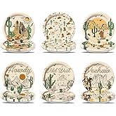 NUTTYBASH 60 Pcs Western Cowboy Paper Plates 7 Inch, Rodeo Theme Birthday Party Decorations cowboy Party Supplies for Wild West Cowboy Rodeo Baby Shower party Supplies