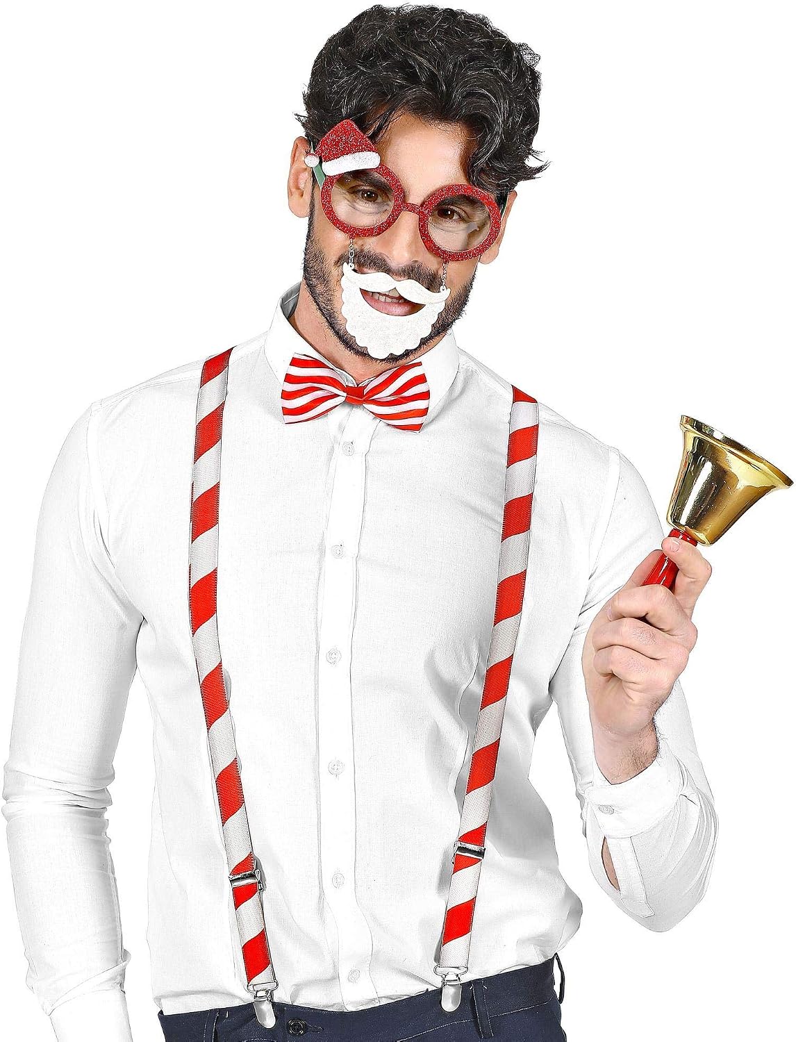 WIDMANN Santa Claus (glasses, braces, bow tie), Red/White - Image 3