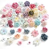 rongflower Faux Flower Heads Mini Charming Color Artificial Flower Heads Fake Peony Daisy Rose Flowers Multicolor Small Silk Daisy Flower Heads for Craft Garland Wedding Party DIY Home Decoration