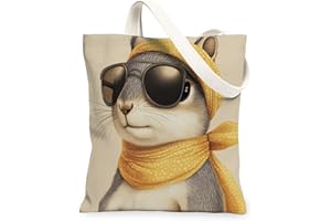 Spring Squirrel Canvas Tote Bag for Shopping 13 * 15, Cool Funny Cute Reusable Grocery Shoulder Cloth Bag for Women, Animal P