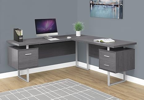Amazon Com Monarch Specialties Computer 70 L Desk Left Or Right Facing Grey Furniture Decor