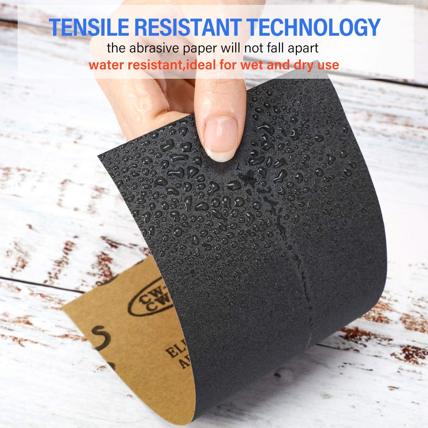 Abrasive Dry Wet Waterproof Sandpaper Sheets Assorted Grit of 400/600/ 800/1000/ 1200/1500 for Furniture, Hobbies and Home Improvement, 12 Sheets (9 x 3.6 Inch) - - 