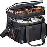 ZEEMO Soft Cooler Bag, Insulated Lunch Box, 19 L Ice Chest, Double Leakproof Layers, Waterproof and Collapsible Case for Work Outdoor Trip, Large Size, Black