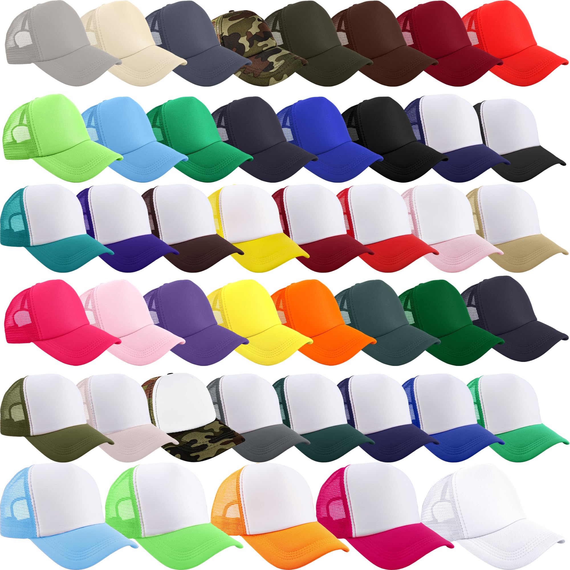 Photo 1 of *** PARTIAL SET *** 45 Pcs Adult Sublimation Trucker Caps Bulk DIY Baseball Hats Mesh Trucker Hats for Men Women Running Baseball Riding Climbing (US, Alpha, One Size, Color Set 2)