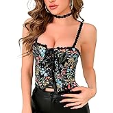 KorhLeoh Women Renaissance Bustier-Corset-Top Vintage Floral Bodyshaper Lingerie Sleeveless