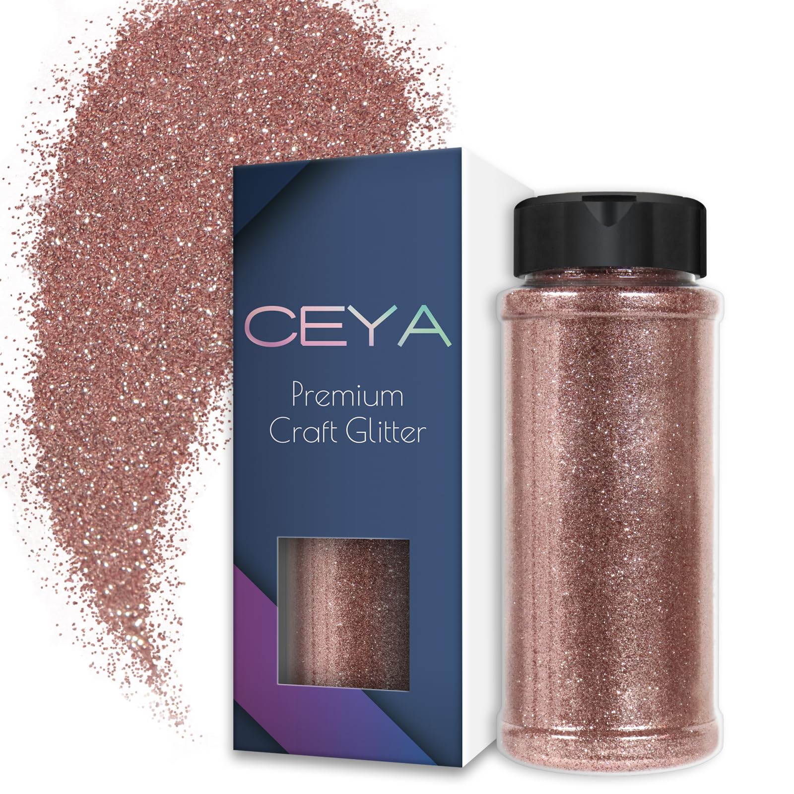 Ceya 3.5oz/ 100g Ultra Fine Glitter Powder Rose Gold Glitter 1/128” 0.008” 0.2mm for Slime Epoxy Resin Craft Tumbler Jewelry Nail Art Festival Makeup Scrapbook Painting Wedding Cards