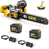 LITEKON 40V 16-Inch Cordless Chainsaw, Brushless Electric Chain Saws with 2&times;5.0Ah Batteries &amp; Charger, 2800W Battery Powered Auto-Oiling Electric Saw for Tree Trimming, Wood Cutting, Yard Work