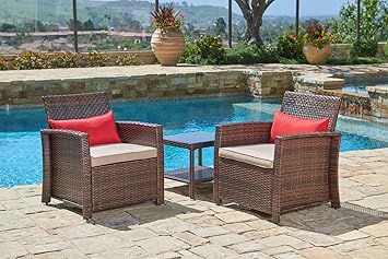 Amazon.com : SUNCROWN Outdoor Wicker Chairs with Gl Top Table 80 ...