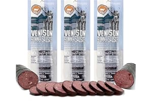 PEARSON RANCH SINCE 1959 Pearson Ranch Venison Summer Sausage - Deer Sausage – Exotic Meat, Gluten-Free, MSG-Free, Low Carb, Low Sugar, No Added Nitrites, Hickory Smoked, Pack of 3, 7 OZ Each