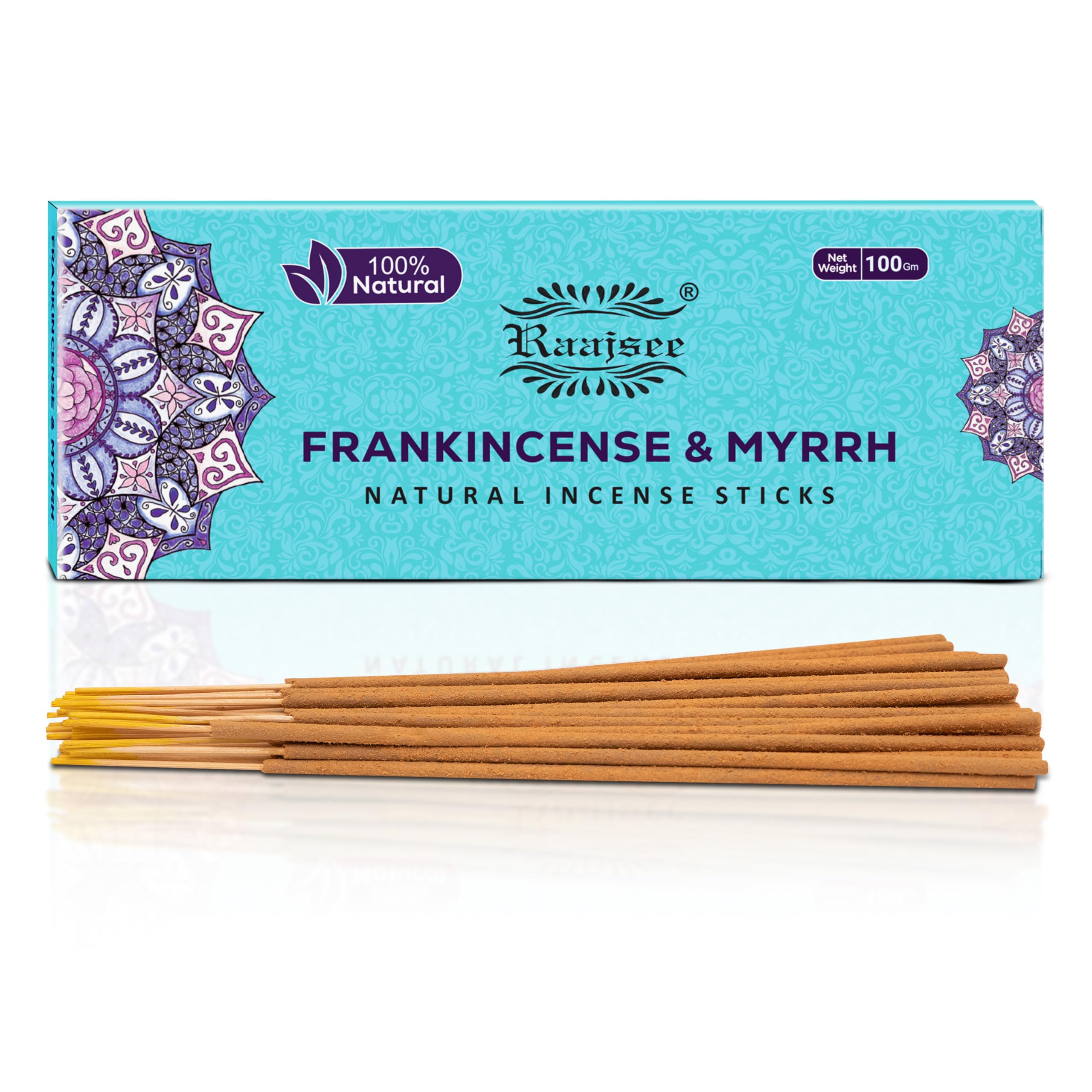 Raajsee Frankincense Natural Incense Sticks 100 Gm Pack-100% Pure Organic Natural Hand Rolled Free from Chemicals-Perfect for Church,Aroma Therapy,Relaxation,Meditation,Positivity,Healing 100gm Pack