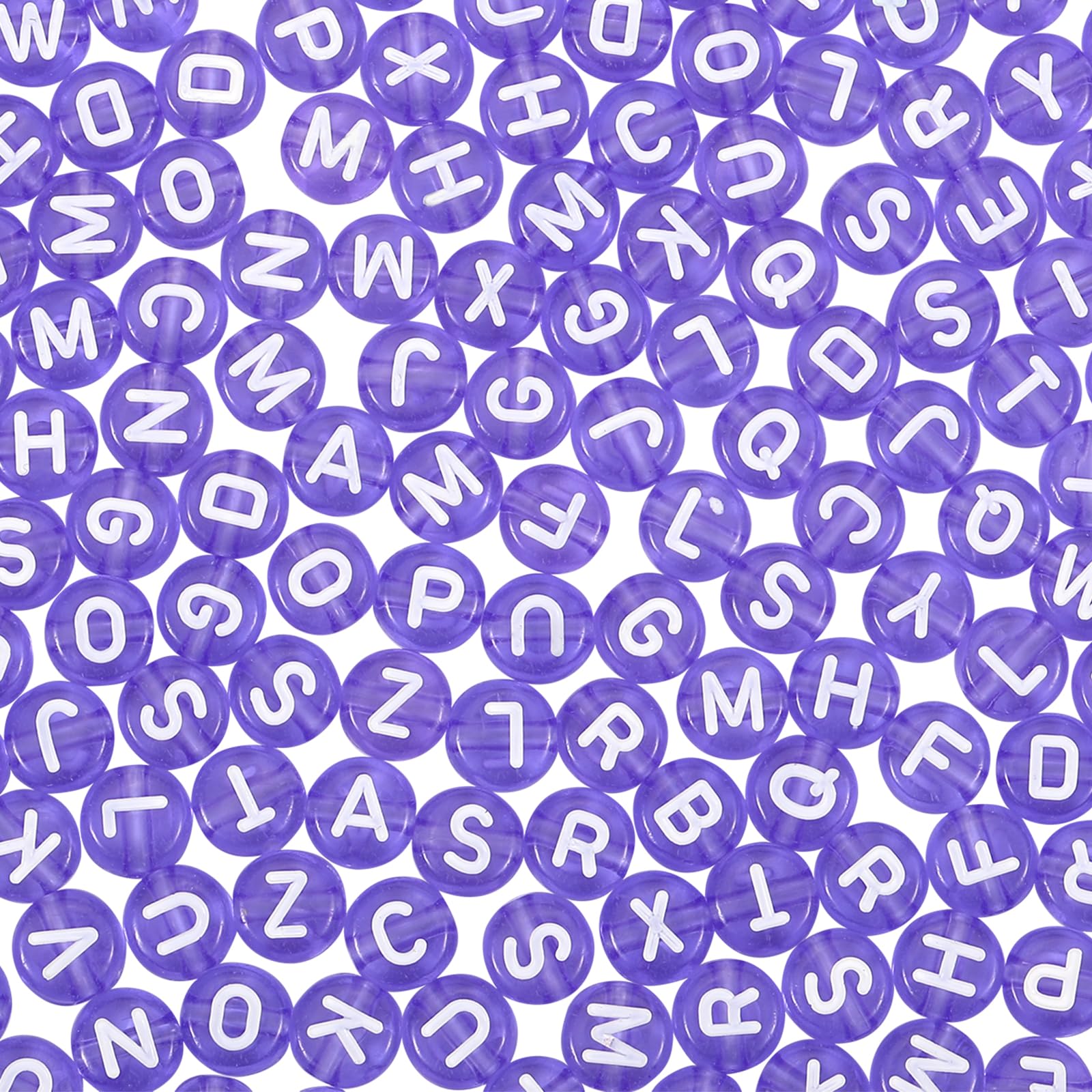 BEEFLYING 1480 Pieces Transparent Acrylic Lilac Disc Flat Round A-Z Alphabet Letter Beads for DIY Jewelry Crafts