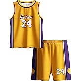 Kids Basketball Jerseys #24 Classic Mesh Tank Top Shorts for Boys Girls Sleeveless Athletic Training Uniforms