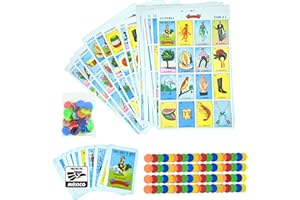 New To Town Premium Lotería Mexican Bingo Game Set - Complete with 100 Bingo Chips for 10 Players - Authentic Lotería de Lujo Mexicana - Colorful Loteria Cards (10 Players + 100 Chips)