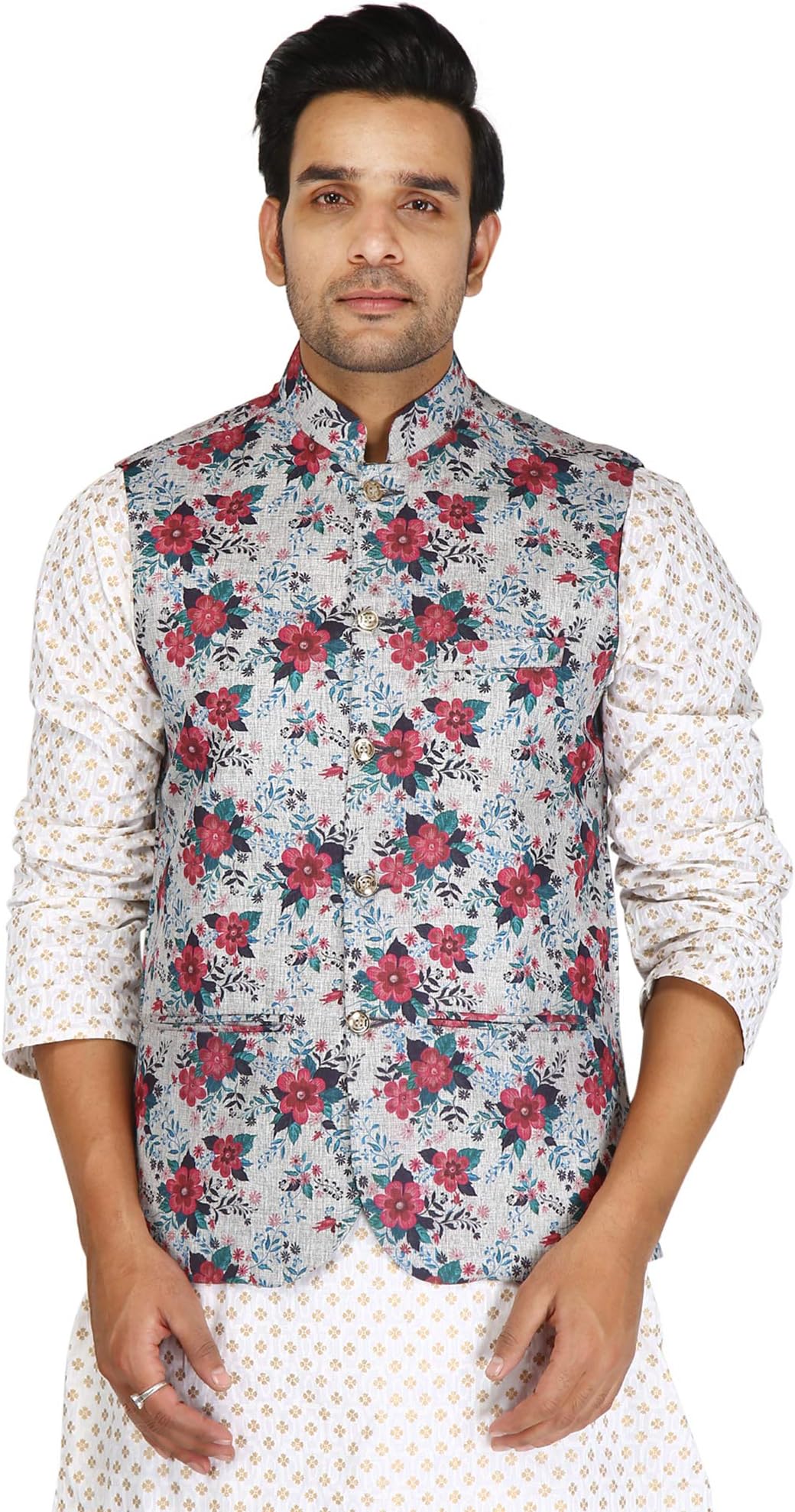 SHRESHTH CREATION Men's Jute Printed Nehru Jacket