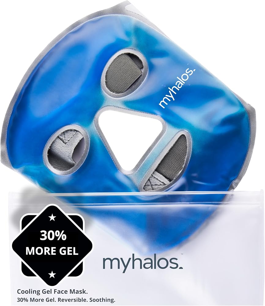 MyHalos Ice Face Mask, Cooling Gel Pack for Migraine, Swelling & Puffiness | Eases Stress & Post-Surgery Discomfort, Hot or C