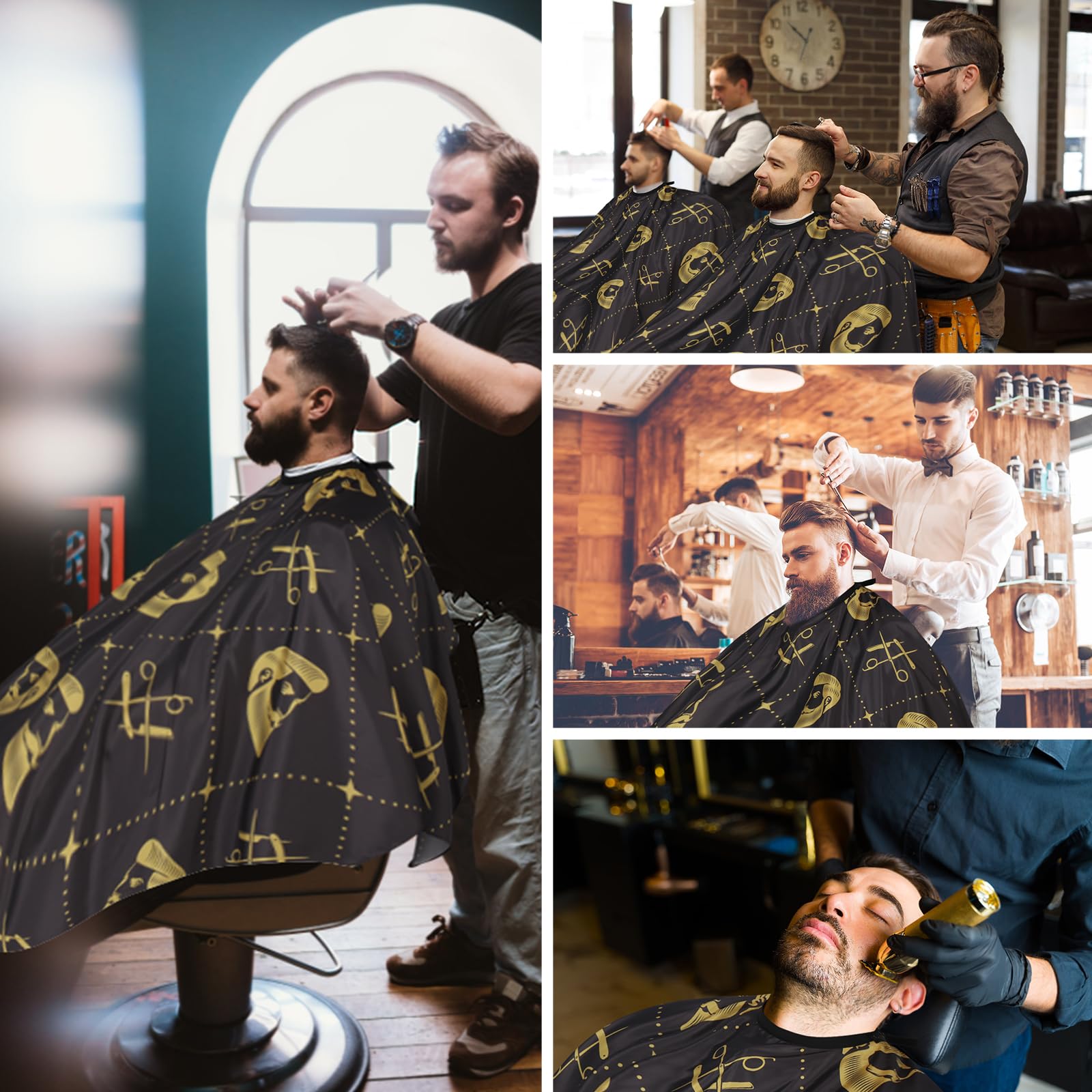 Professional Hair Cutting Cape with Neck Duster Brush, Waterproof Salon Barber Cape with Snaps, Barber Accessories