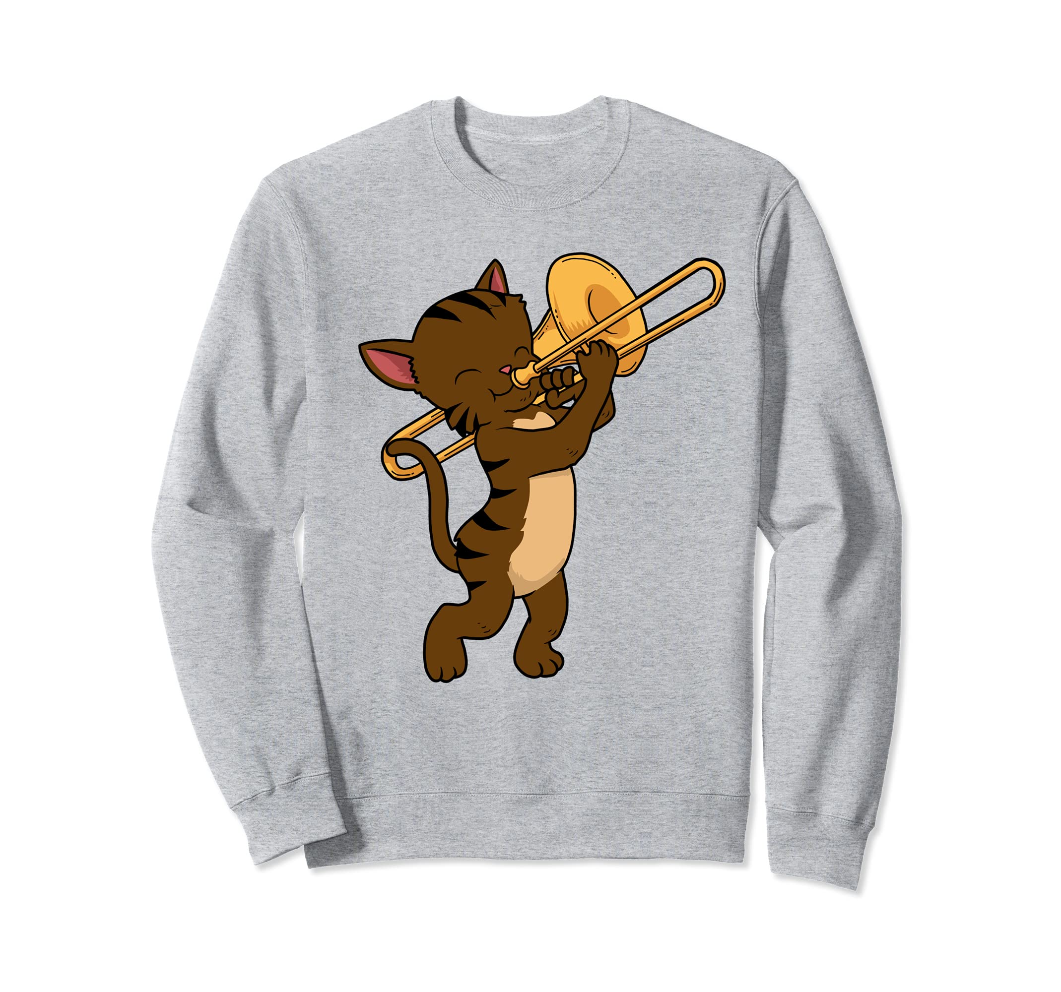 Cat Trombone Music Men Cat Jazz Music Marching Band Trombone Sweatshirt