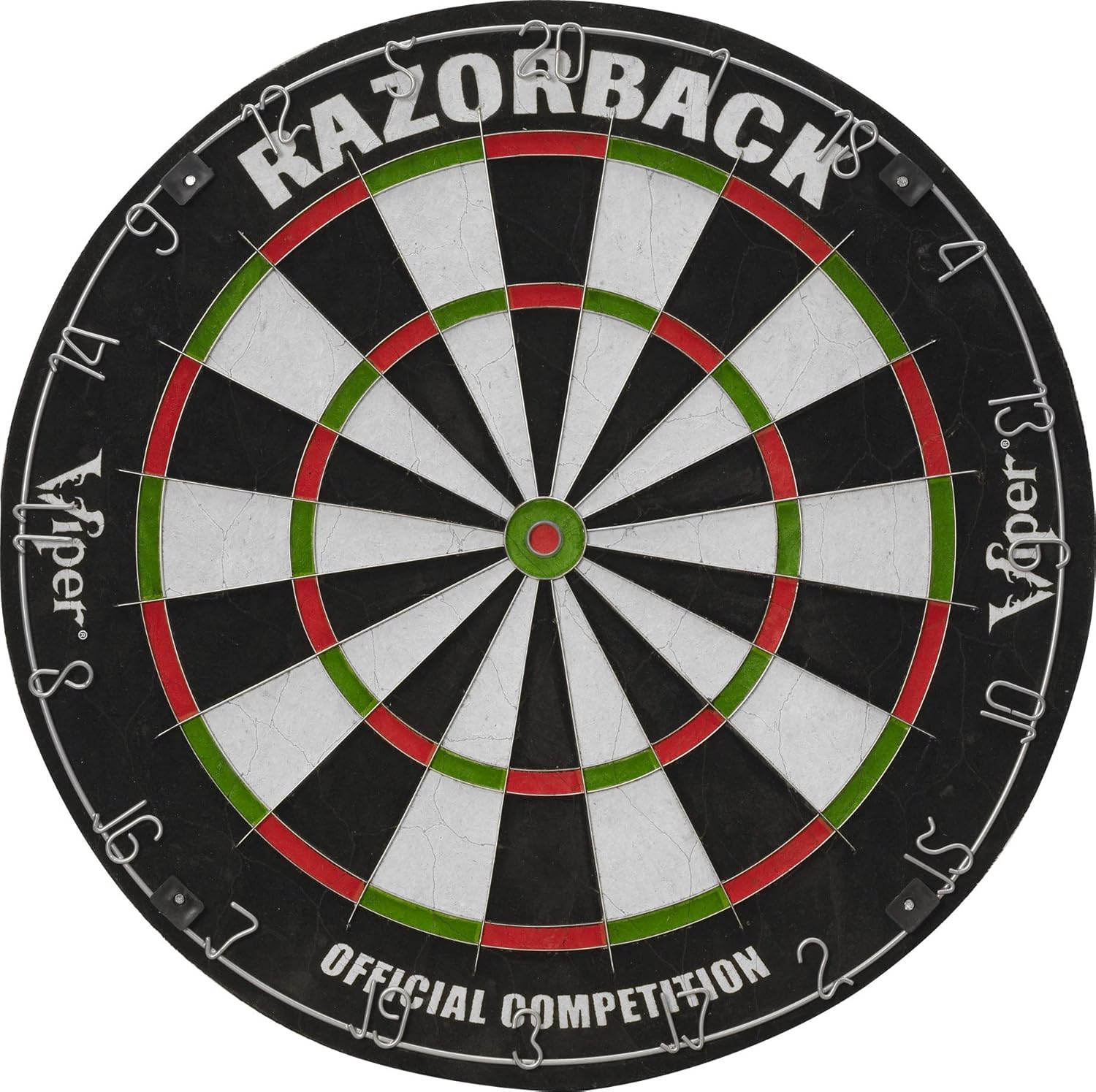 Viper Razorback Official Competition Bristle Steel Tip Dartboard Set with Staple-Free Razor Thin Metal Spider Wire for Increased Scoring, Reduced Bounce Outs; Self-Healing Premium-Grade Sisal Board : Board Games : Sports & Outdoors