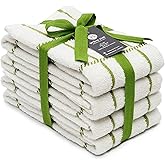Mellow Buff 100% Cotton Terry Dish Towels, 4 Pack Checks, 16 x26 Inches, Super Soft and Absorbent Kitchen Towels, Perfect for Kitchen Cleaning and Dish Washing | Green
