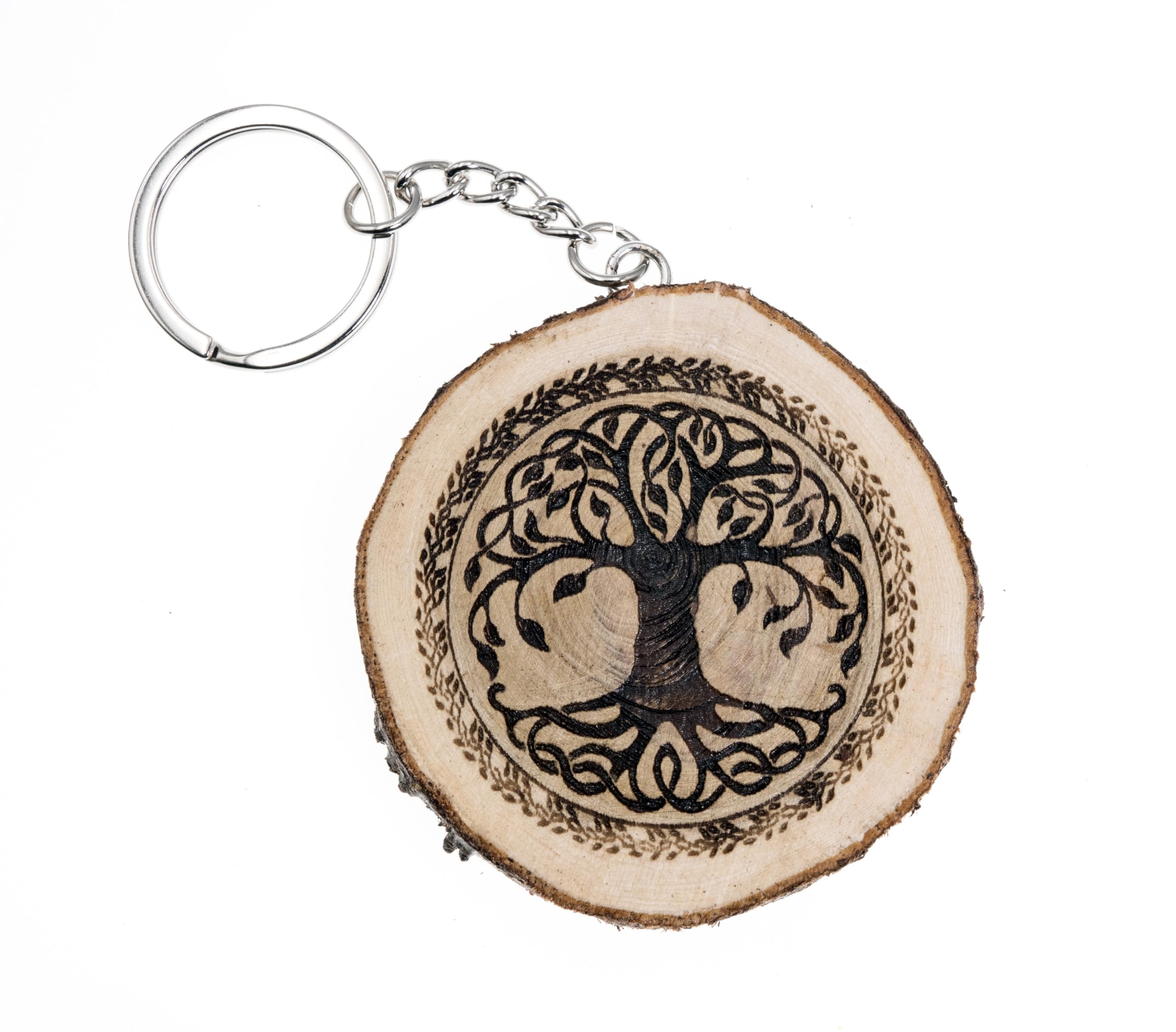 Generico Tree of Life Natural Wooden Keyring - The Tree of Life, Cypress Wood, One Size