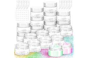 MotBach 20 Pack 1oz Plastic Jars Containers, 30ml Travel Size Container Jars with Lids, 30g Small Travel Cosmetic Container Jar for Toiletries Cream Makeup Cosmetic Salves Sample Slime Lip Balm Lotion