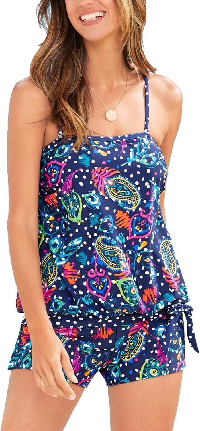Ecupper Women S 2 Piece Tankini Set With Shorts Floral Printed