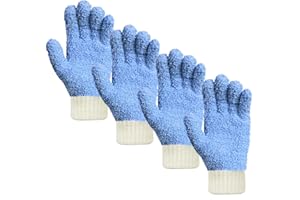 MIG4U Microfiber Dusting Gloves House Cleaning Glove for Blinds, Windows, Baseboard, Shutters, Furniture, and Car, Reusable Lint-Free Blue 2 Pairs S/M