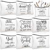Cosblank 8 Pcs Book Club Gifts Book Lovers Makeup Bag Gifts for Women Cosmetic Bag with Zipper Pouch for Teen Adult Women Lovers Librarian Bookish Club Gifts(Book)