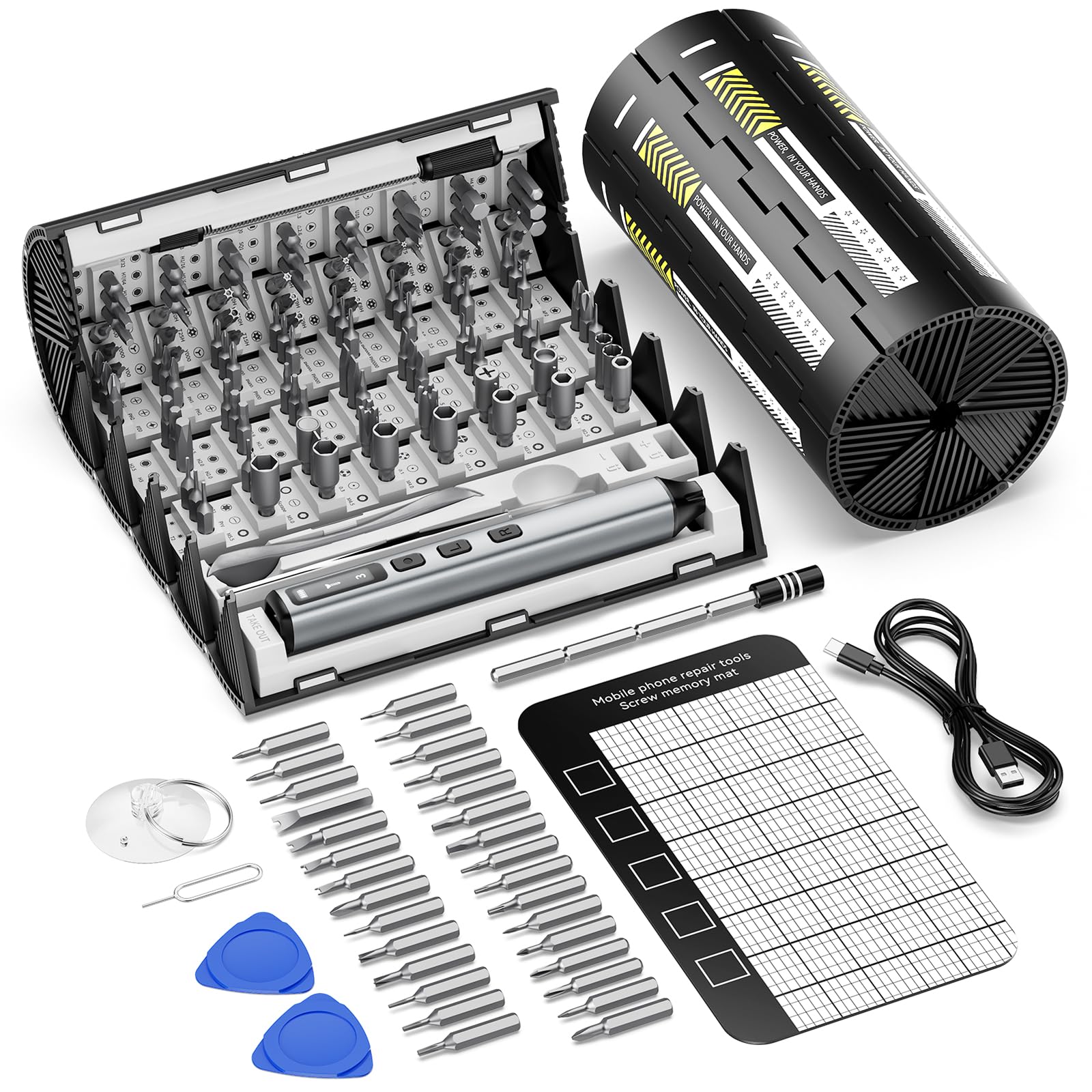 Photo 1 of 162-in-1 Mini Electric Screwdriver Set, SMOOTHARMOR Precision Cordless Power Screwdriver with 150 Magnetic Bits, 4 Torque Settings, Max 5N.m Manual, LED, Portable Repair Tool Kit for Laptop Watch PS5