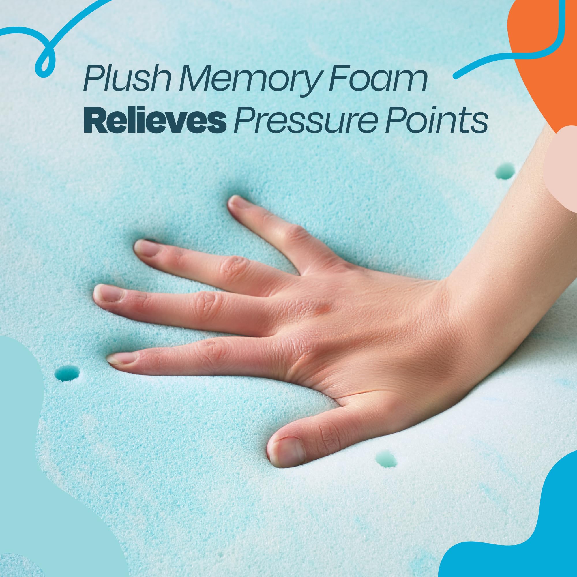 Linenspa 3 Inch Gel Swirl Memory Foam Mattress Topper – Cooling Gel Infused – Pressure Relieving Bed Topper - Mattress Pad – CertiPUR Certified - Queen Size