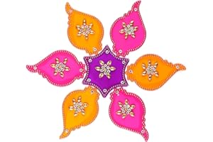 CHERKRAFT Diwali Acrylic Rangoli Stencils Handmade Rangoli Sticker Home Decor Floor Decorative Stones (Design 1)