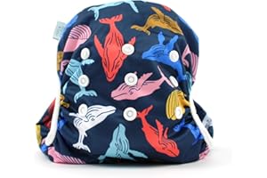 Bambio & Boo - Leak-Proof Reusable Swim Diapers, Easy-Wash Design & Fully Adjustable, 9-40 Months,19-40lbs, Soft & Breathable for Infants & Toddlers, Baby Pool & Beach Wear (Whales)