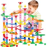 LESSETI Marble Run, 133 PCS Construction Building Blocks Toys for Kids 4+ | Marble Maze with 30 Plastic Marbles, Marble Track for Toddlers, STEM Educational Toy, Birthday Gifts for Boys and Girls