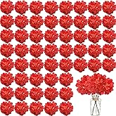 WEISPARK 100PCS Artificial Hydrangea Flowers, Fake Flowers Silk Hydrangea Full Flowers Heads with Stems for Wedding Home Party Shop Baby Shower Decor (Red)