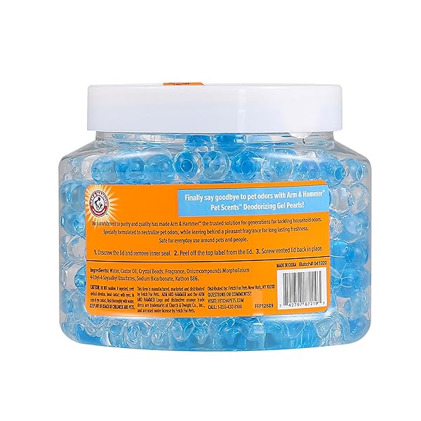 ARM & HAMMER FOR PETS AIR CARE PET SCENTS DEODORIZING GEL BEADS, PET ODOR ELIMINATOR FOR ROOMS CLOSETS AND SMALL SPACES WITH LONG LASTING ODOR CONTROL, FRESH BREEZE SCENT, 12 OZ