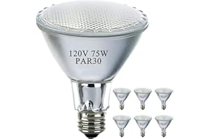 MISDOOD PAR30 Long Neck Halogen Flood Light Bulbs, 120V 75W PAR30 Light Bulb, E26 Medium Base, 2700K Warm Lighting, 3000 Hours for Recessed Light Bulb(6 Pack)