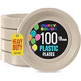 Party Solids Ivory Plastic Plates For Party 10" Ivory Disposable Plates Heavy Duty 100 Pcs Plastic Dinnerware Sets Heavy Duty 350 GSM Disposable Dinnerware Set